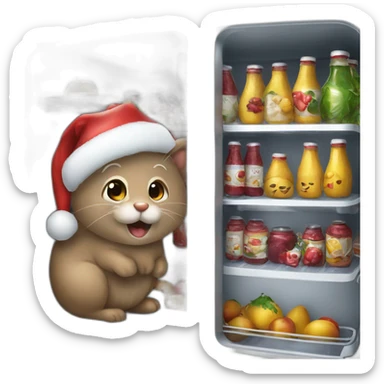 Papa noel vole dans un frigo sticker