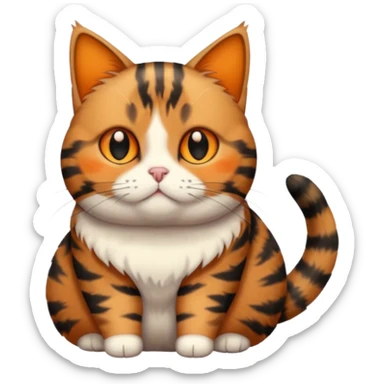 full body torbie cat with small head and short but chubby body sticker