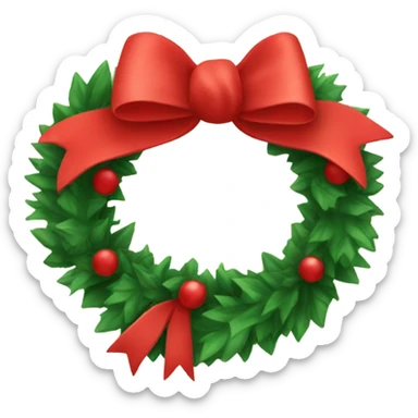 Christmas wreath with just a red bow sticker