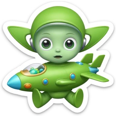 Alien baby with toy sticker