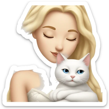 blonde Sleeping beauty girl with white kitty sticker