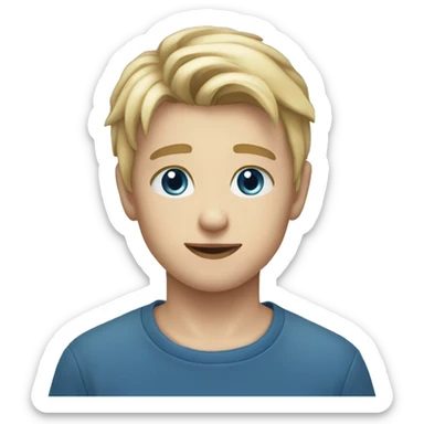 young boy blond hair blue eyes approximatively 25 years just optain degreed sticker