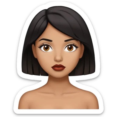 brown girl with 2b/2c black hair, brown hair and two toned lips  sticker