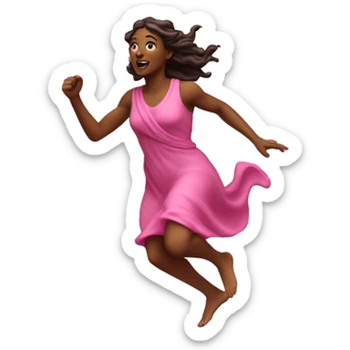 pink Pagan spring goddess sprinting, with a large stride and arms outstretched sticker