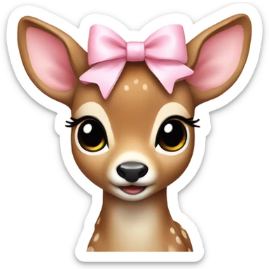 baby deer with light pink bow sticker