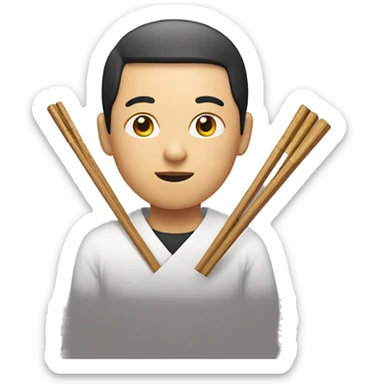Asian with chopsticks sticker