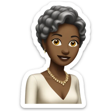 white lady in a classy dress playing a beige grand piano sticker