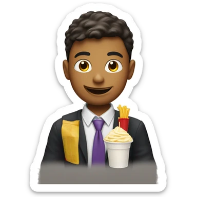 school boy drinking a mcdonalds grimace shake sticker