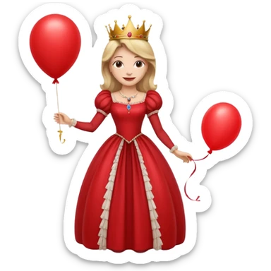 queen wearing dress, holding balloon sticker