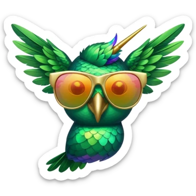 green hummingbird with sunglasses sticker
