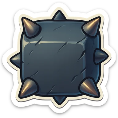 Add short, fat spikes to the outside sides of the graphite stone in a retro sticker style. Keep the background transparent. sticker