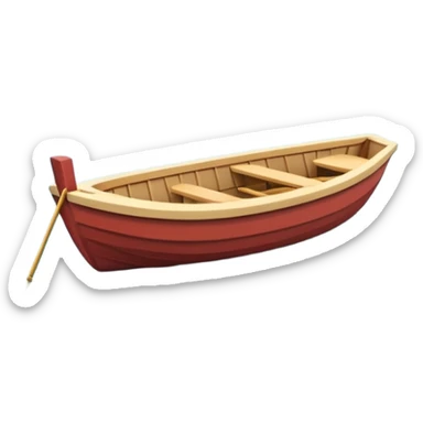 A 3D cartoon small boat floating on estuary water, with nearby reeds and horizon in view, bright lighting, photo frame, Memoji-style. sticker