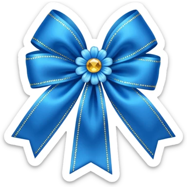 blue flower bow with glitter sticker