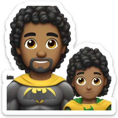 Batman on hispanic boy with black curly hair sticker