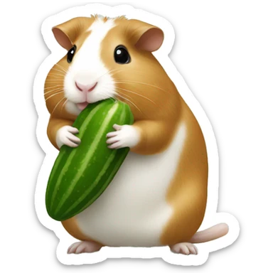 Guineapig standing on 2legs eating cucumber  sticker