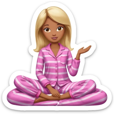 Brown skin blonde hair Barbie in pajamas  sticker