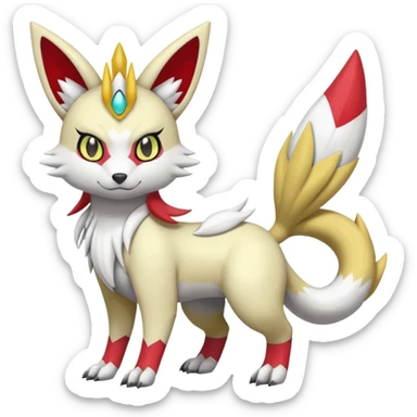 WereGarurumon-Lumine-Meloetta-Renamon-Zangoose-fusion-hybrid-creature (full body) sticker