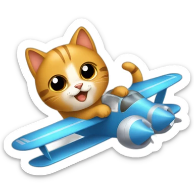 gato en un avion sticker