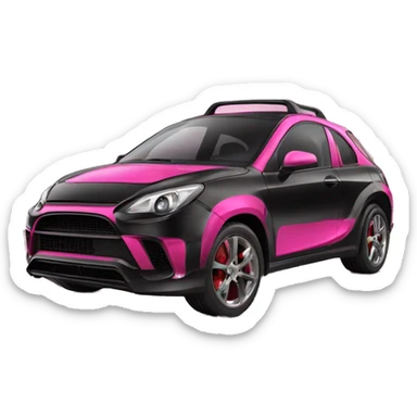 Una auto da super baddie nera con le fiamme rosa e la musica forte e veloce e sportiva e demure sticker