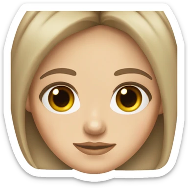 White girl with long voluminous brown hair with curtain bangs hazel eyes sticker