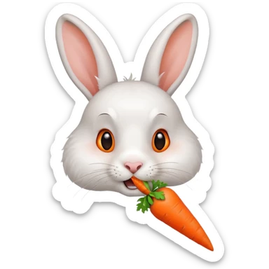 A rabbit nibbling on a carrot, surprised by the flavor, portrait, bust up sticker
