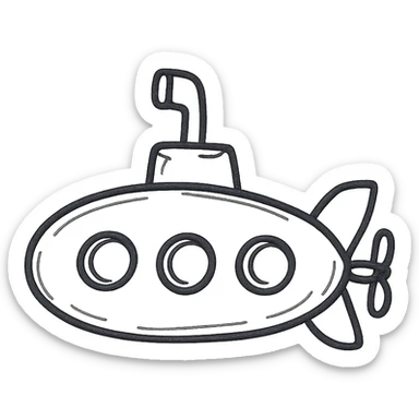 submarine, hand drawn outlined icon style, sketchy lines, playful look sticker