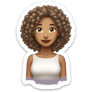 lightskin girl, curly hair doing her skincare  sticker