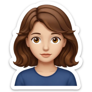 fille brune cheveux mi longs ondulés yeux martrons sticker