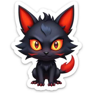 Vampiric feral futuristic gothic emo dark Litten-Noibat-Fakémon-hybrid-creature (full body) sticker