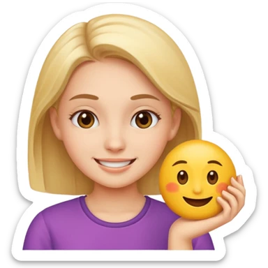 A girl teaching how to make an emoji sticker