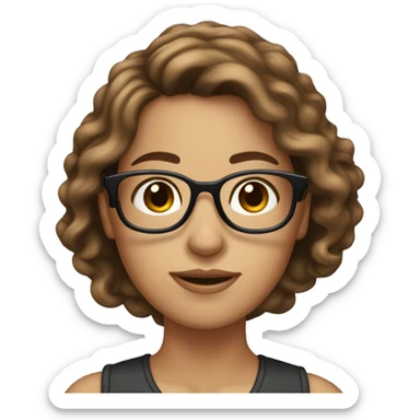 not so white girl with long brown hair with highlights and wearing eyeglasses sticker