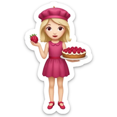 Raspberry torte human full body and legs girl with a raspberry barrette on her head sticker