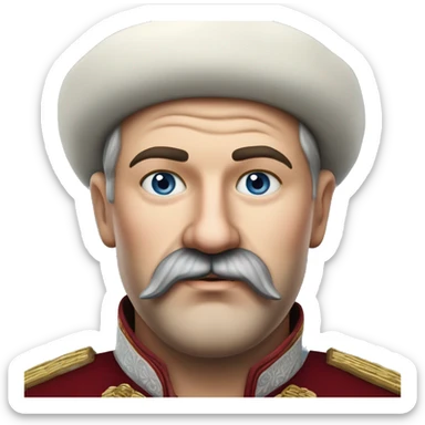 photorealistic white ukraine cossack with mustache and chub, portrait, ukraine ethnic clothing sticker