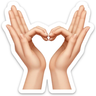 Two hands creating a heart shape sticker