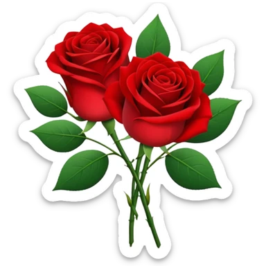 One red flower and one white flower in bouquet sticker