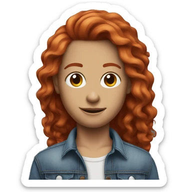 Long red haired adult with pic line jeans and long sleeve shirt  sticker