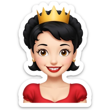 Do not change the face I already created, I want her with Betty boop face and black hair saying happy birthday  sticker