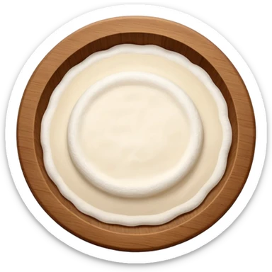 glutinous rice flour soaked in water on circular wooden plate with curved edges sticker