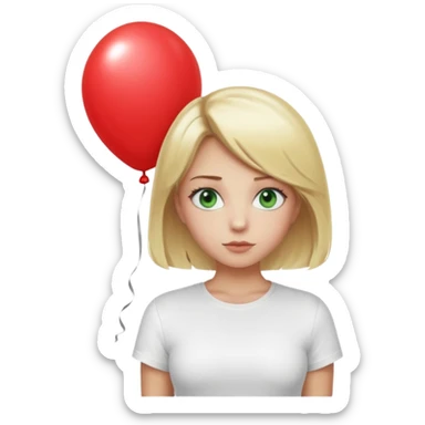 Un fille blonde au yeux vert je veut du mascara sur mais sil je veux un t-shirt blanc moulant et je veux un géant sticker