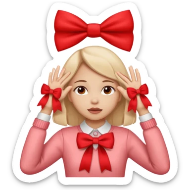 👧🏼🙈🎀🚩 sticker