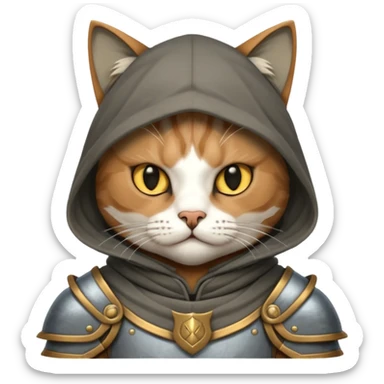 cat warrior with hood sticker