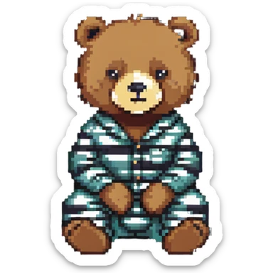 bear in striped pajamas sitting sticker