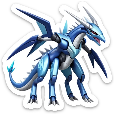  Cool Edgy Shiny Futuristic Ethereal Legendary Dialga-Digimon-Palkia-Kyurem-hybrid full body sticker