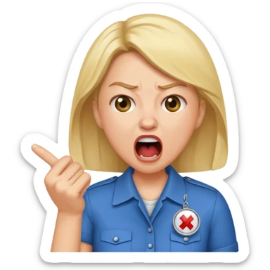 emojis.com a-karen-mom-yelling-at-somebody-that-wont-take-their-dog-out-and-is-showing-her-badge-but-its-fake sticker