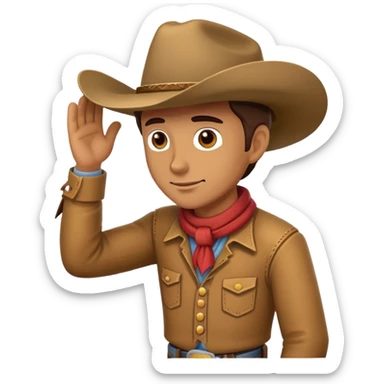 when a cowboy salute ladies, he offs his hat, and slightly lean towards, I want such emoji sticker