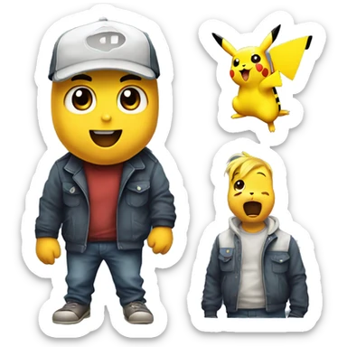 a singular surprised pikachu, in the style of a cartoon targeted towards grown men with careers and bills, realistic, melancholy sticker