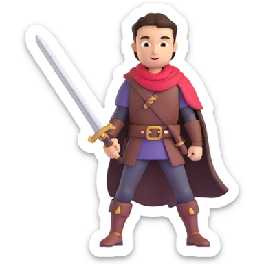 heroic adventurer with sword sticker