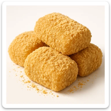 injeolmi rice cakes covered in roasted soybean powder, soft and chewy texture, close-up, isolated on white background, warm natural lighting sticker