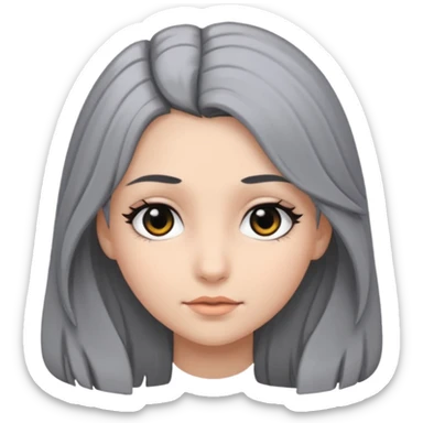 girl with black and gray hair and black eyes and long hair sticker