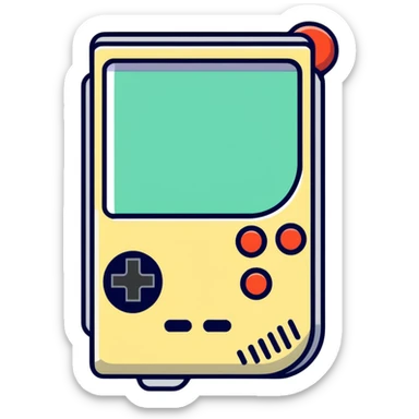 1930s style cartoon gameboy console character, cuphead-style, in black and white, on a plain white background, pointing at something.

 sticker